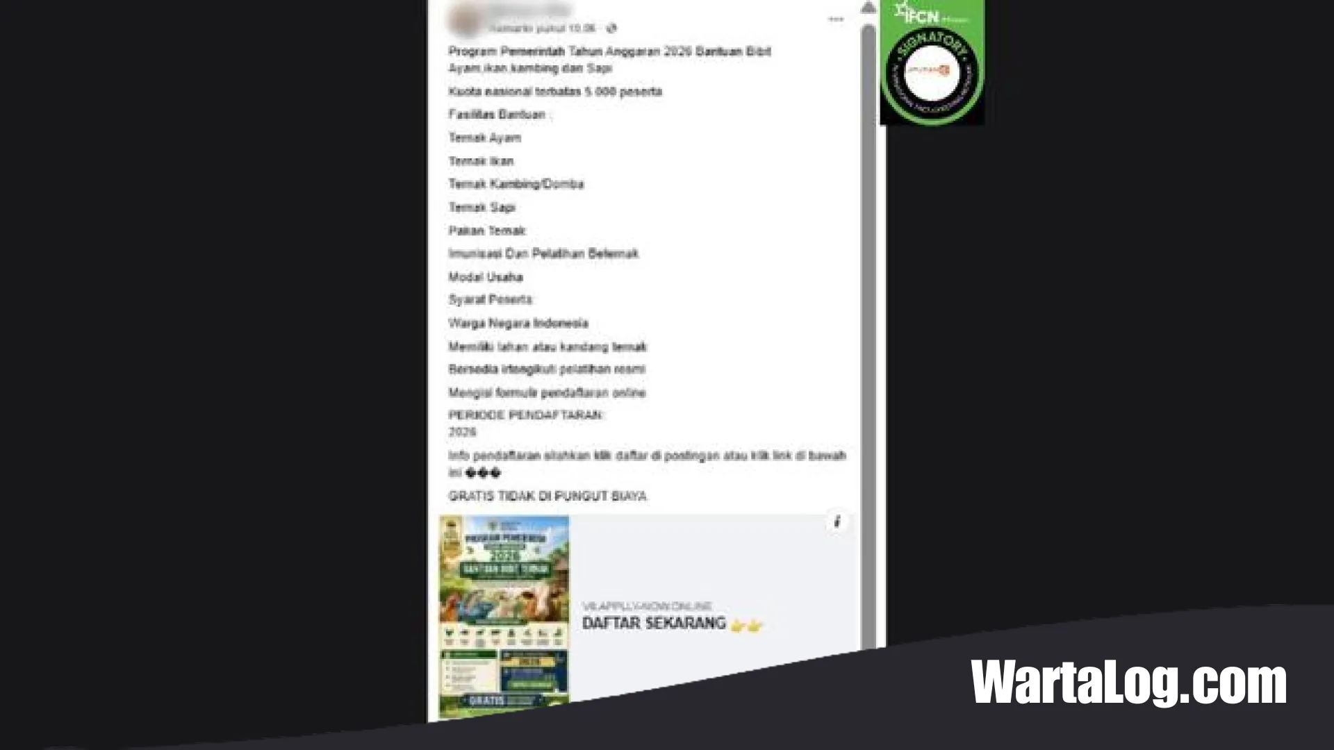 Waspada Penipuan! Hoaks Link Pendaftaran Bantuan Bibit Ternak dan Ikan Tahun 2026 Catut Nama Pemerintah