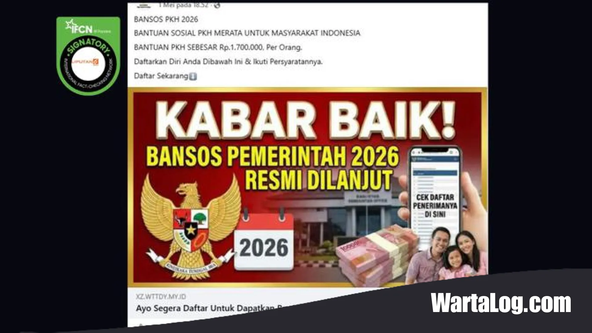 Waspada Penipuan! Hoaks Pendaftaran Bansos PKH Rp 1,7 Juta Bertebaran di Media Sosial