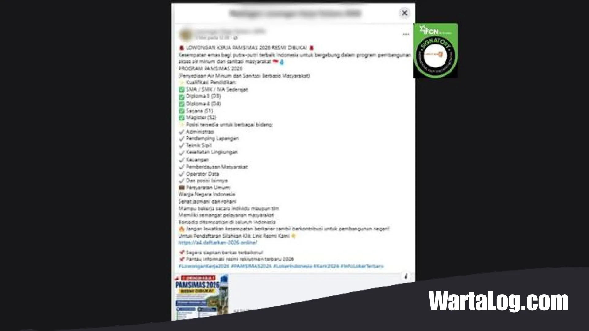 Waspada Penipuan! Menguak Fakta di Balik Hoaks Lowongan Kerja PAMSIMAS 2026