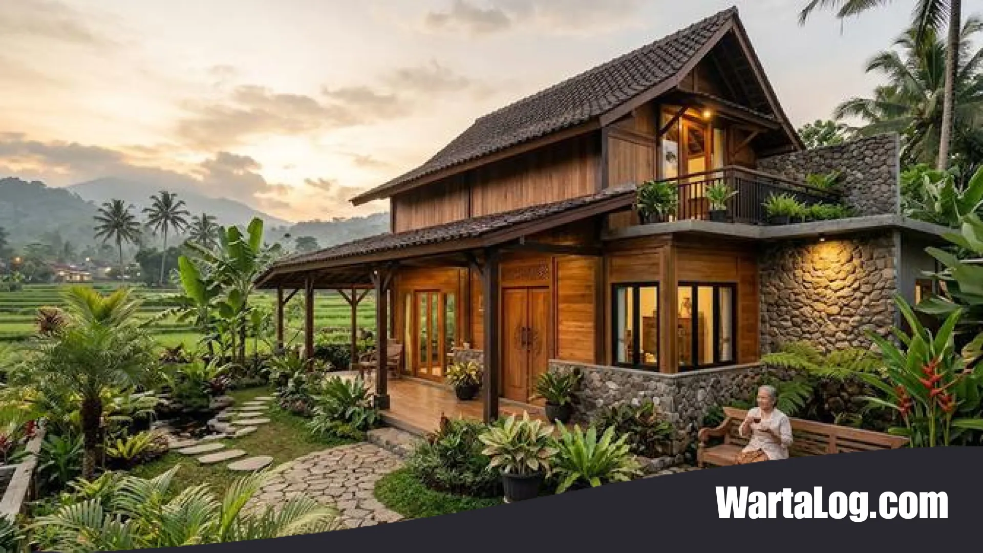 Pesona Rumah Desa Minimalis: Harmoni Kayu dan Batu Alam dalam Sentuhan Rustic Modern yang Menenangkan