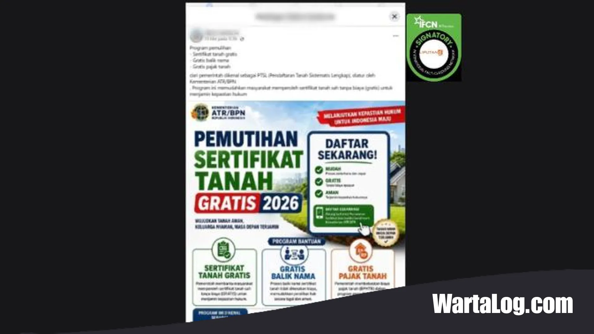 Waspada Modus Penipuan Digital: Hoaks Tautan Pendaftaran Sertifikat Tanah Gratis 2026 Mengincar Data Warga