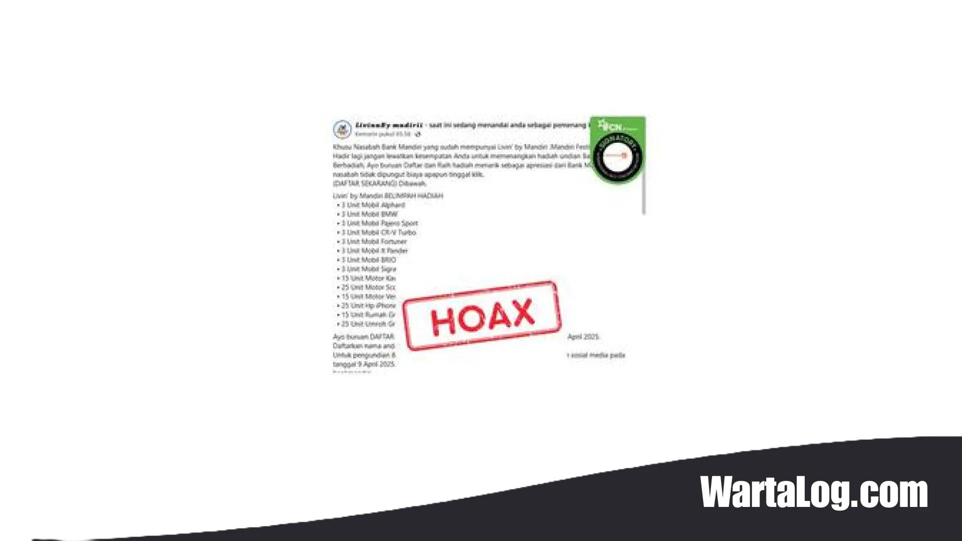 Waspada Modus Phishing: WartaLog Bongkar Hoaks Tautan Festival Berhadiah Bank Mandiri