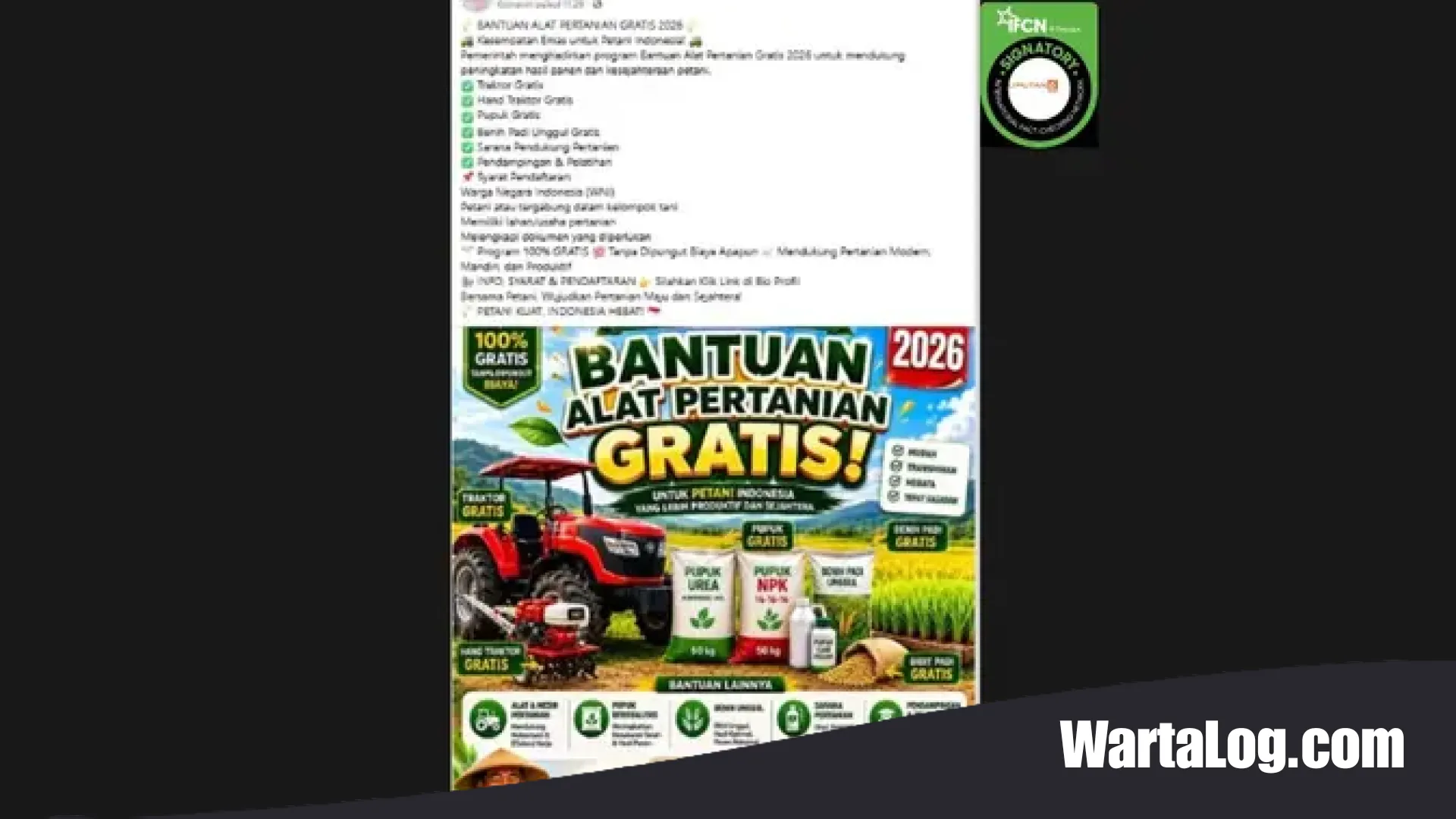 Waspada Penipuan! Hoaks Link Pendaftaran Bantuan Traktor Gratis 2026 Catut Nama Pemerintah