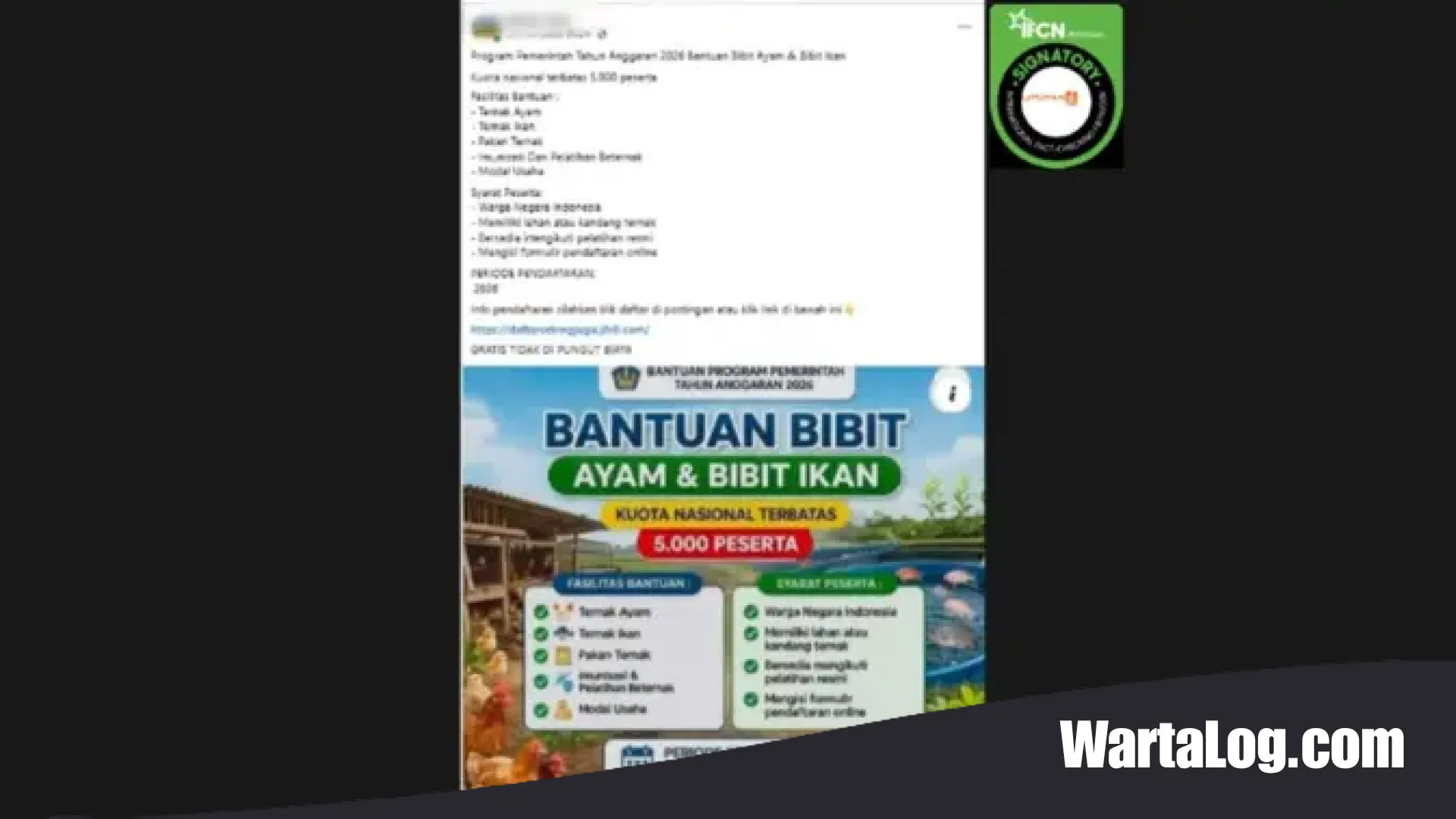 Waspada Hoaks! Tautan Pendaftaran Bantuan Bibit Ayam dan Ikan Pemerintah 2026 Ternyata Penipuan Phishing